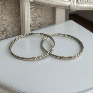 Rhodium Electroplated Hoop Earrings